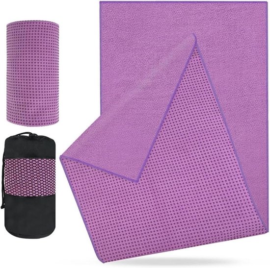 Yoga handdoek - Antislip - Sneldrogend - 183x63 cm - Paars