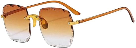 Zonnebril JETSET DUBAI - UV 400 - Bruin / Goud - Glazen vierkante bril met gouden middenstuk - Normaal Model - Shades - Unisex Heren / Vrouwen - Gradient Color - Anti UV - Vintage Model - Kunststof / Polycarbonaat - Bruine Framestokjes - Sunglasses van JETSET
