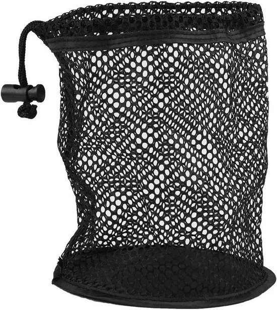 Zwart Mesh Nylon Draagbare Golfbalzak met trekkoord - Opslag voor 25/50 Golfballen - Golfaccessoire van Merkloos