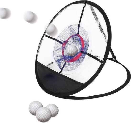 Zwart nylon gaas golfbalnet - Stabiel en draagbaar - Duurzaam opvouwbaar ontwerp - Chipping staat stevig - Collectorbeugel - Trainingsaccessoire met tas van FORB