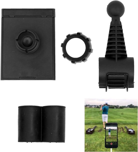 Zwart Smartphone Houder voor Golf met 360° Rotatie - Ideaal voor Swing, Putting en Korte Spelletjes op de Golfbaan
