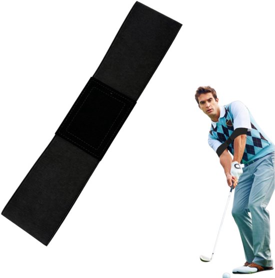 Zwarte golfswing trainingsband - Swingondersteuning - Armcorrector - Voor armsynchronisatie en houdingscorrectie - Geschikt voor beginners - 34,5*7 cm
