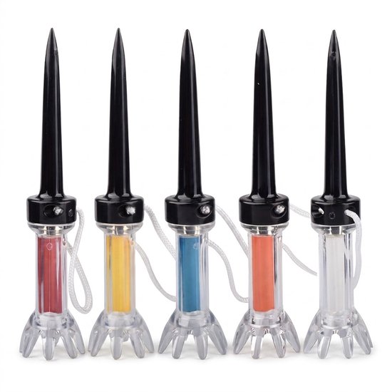 Zwarte magnetische plastic golf tees set 5 stuks 85 mm – golf tees met 360 graden draaibare kop – herbruikbare golf tee – opvallende kleuren – golf accessoires voor training en golfspel