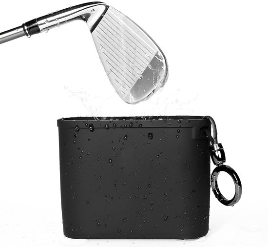 Zwarte reinigingszak voor golfclubs en ballen - Verwijderbare clip, siliconen golfclubreiniger voor het reinigen van groeven - Reiniger voor golfballen voor eenvoudig reinigen - Accessoires voor golfclubtassen van Merkloos